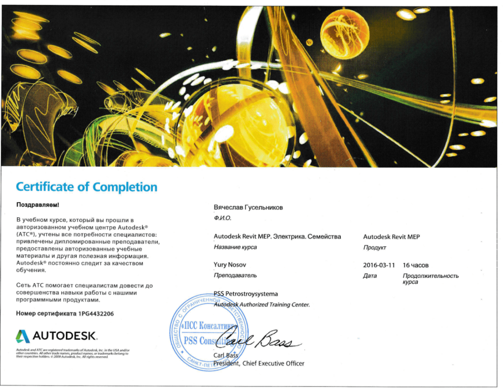 Сертификат курсов Aveva