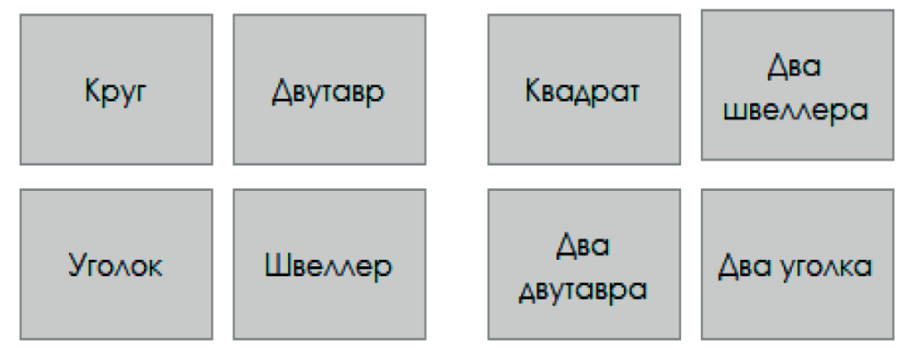 Рис. 4. Интерфейс программы для расчета колонны – выбор типа сечения